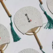 客製化 環保創意手工咖啡渣紙扇 低碳可降解咖啡渣團扇咖啡香手工紙扇子