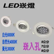 《碩光》現貨LED崁燈 5公分3W/7公分5W/9公分7w白光6000K黃光3000K自然光4000K