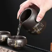 紫砂步步高昇公道杯描金陶瓷公杯勻杯功夫茶具茶海茶漏配件分茶器