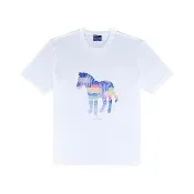 【Paul Smith】Paul Smith 彩色簽字LOGO多色斑馬棉質短袖T恤(白/男款)