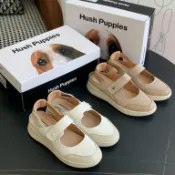 【shoes鞋魔】正品Hush puppies/暇步士女鞋 25夏季新款包頭女涼鞋 厚底超輕舒適后空女涼鞋真皮運動休閒鞋