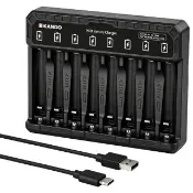【KANDO】智能八槽充電器 NL8 3號4號 1.5V鋰電池 1.2V鎳氫/鎳鎘 獨立充電 USB-C