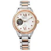 SEIKO 精工 / 限量款 LUKIA 珍珠母貝 不鏽鋼機械錶 銀白x鍍玫瑰金 / 4R38-01W0G / 34mm