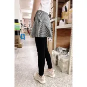 (店+)天使網購 韓國製造千鳥格假兩件裙褲 磨毛 傘裙九分褲 大彈力 瑜珈褲 內搭褲 包臀 正韓 顯瘦 韓國製 hcy