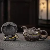 雅集嚴選 紫砂茶具 紫砂荷葉公道杯 大號茶海家用陶瓷分茶器  功夫茶具 配件 泡茶公杯 勻杯