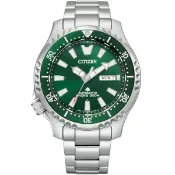 大高雄鐘錶城 CITIZEN 星辰 NY0131-81X 鋼鐵河豚EX Plus潛水機械錶 / 綠面 44mm｜樂天領券現折★全館特惠中★指定刷卡回饋10%
