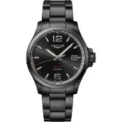 【LONGINES 浪琴】征服者系列V.H.P.萬年曆手錶-鍍黑/43mm(L37262566)