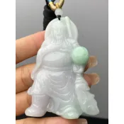 J1809(附證書）天然翡翠。關公關聖帝君武財神吊飾