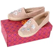 【TORY BURCH】Rosas Embellished 水晶花飾草編鞋(粉裸色 平底鞋 女鞋 TB)