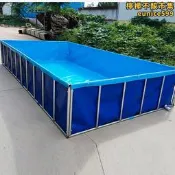 【可開發票】大型帆布魚池蓄水池 長方形摺疊水池 戶外加厚移動水池支架養殖池