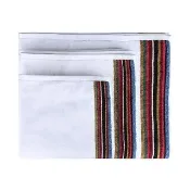 【Paul Smith】Paul Smith簡約刺繡字母LOGO側面彩色直條紋設計純棉毛巾三件組(白x多色)