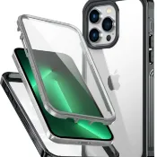 風鈴草百貨 適用iPhone14 iphone13 升級款磁吸透明保護套 內置9H玻璃手機殼