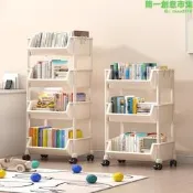 臺灣現貨可移動書架置物架兒童玩具收納架多層家用小推車帶輪落地簡易書櫃    大的網路購物市集