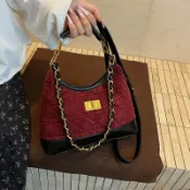 寓偉 小眾設計包包女式2026新款夏天百搭復古斜挎包韓版鏈條單肩餃子包