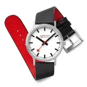 【MONDAINE 瑞士國鐵】Classic Vegan 葡萄皮革極簡手錶 男錶-40mm(1XM-660016V)