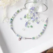 Journal 薰衣草花園 / 天然丹泉石、沙佛萊、月光石純銀手鍊