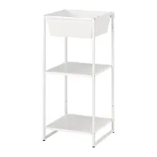 【IKEA 宜家家居】JOSTEIN 層架組連收納盒，室內/戶外用/金屬 白色，41x40x90 公分