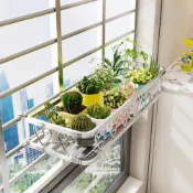 (店+)不鏽鋼花架 陽臺露台花架 窗臺花架子 露台花架 室內多肉花架 窗沿懸掛花盆掛架 欄杆置物架 白鐵花架