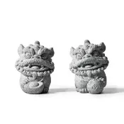 【麟鳳呈祥】開運招財醒獅擺飾 青砂石石獅組(贈醒獅底座)