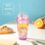 桃園快速🚚高顏值網紅星空小馬玻璃星空吸管玻璃杯水杯ins牛奶