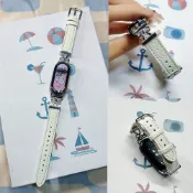 個性蝴蝶結款 適用 小米手環11 10 9 8 7 6 5 4 3 蝴蝶結輕奢皮質手錶帶 Xiaomi手環10 氣質腕帶