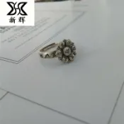 huangjinlang 【六字真言轉運】泰銀戒指 足銀戒指 S990純銀戒指 開口戒指 可調節戒指 梵文戒指 轉動指環 男女情侶對戒 簡約時尚 日常百搭