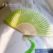 扇子 淺繪中國風女式漢服旗袍灑金燙金隨身折疊折扇子櫻花竹子夏小扇子 半屋