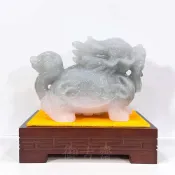 (店+)【御古齋】天然 藍冰玉 水墨玉 精雕大龍龜 衣錦榮歸 聚氣開運 招財聚寶 繁榮昌盛 避邪鎮宅 風水開運擺件 0507