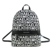 【Michael Kors】織布字母LOGO後背包(黑白)