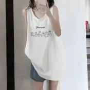 Aurora女裝 熱賣款【臺灣免運】純棉吊帶坎肩背心無袖t恤女夏季設計感小眾外穿寬松港風掛脖上衣