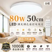 出清特賣-北歐現代白框LED吸頂燈 80W｜超薄設計｜遙控調光調色｜5-7坪適用｜客廳燈/出清商品不保固