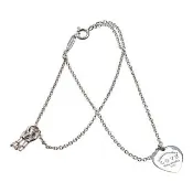 【Tiffany&Co. 蒂芙尼】經典925純銀心型鐵牌鑰匙雙鍊手鍊(銀色)