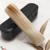 {印篆達人刻印鋪}嚴選特A級~白~赤牛角印章5分圓(含刻工，附印盒)實物拍照~桃園刻印.開戶印章