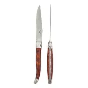 【Forge de Laguiole】頂級手工蛇紋木牛排刀2入禮盒組-霧面