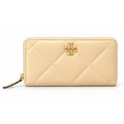 TORY BURCH KIRA 納帕皮革菱格紋拉鍊長夾(香草霜淇淋)