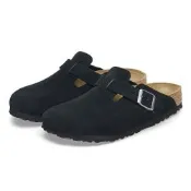 Birkenstock Boston 麂皮窄版半包拖鞋 男女 黑色 真皮勃肯波士頓 經典懶人鞋 反毛皮穆勒鞋 軟木休閒涼鞋 1027067