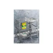 (店+)廚房不銹鋼水槽帶支架移動簡易洗碗槽免打孔淘菜盆帶平臺洗菜池架