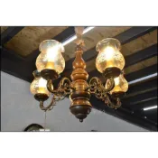 (店+)歐舍傢居 吊燈 餐桌燈 藝術燈五燈 L5 古典鄉村風 義大利進口 原木 鐵製 田園風 五頭 主臥燈 客廳主燈 餐廳燈