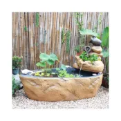 (店+)田園花園庭院戶外露臺假山流水噴泉魚池水池魚缸陽臺裝飾造景擺件