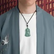 【可開統編】天然a貨翡翠豆種四臂觀音掛件玉石蓮花吊墜玉佩男士時尚送禮項鏈