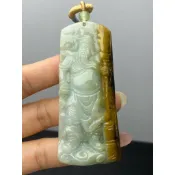 J1375(附證書）天然翡翠。關公關聖帝君武財神吊飾