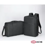 ACE BAGS & LUGGAGE 中型 GADGETABLE HEATHER 2 經典款混紡尼龍可擴充商務包後背包(黑色68297)