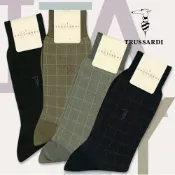TRUSSARDI都會質感細點線格紋紳士襪(中/半統)