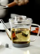 協貿國際日用品生活1館 廚房耐高溫玻璃油壺油瓶 家用漏油網壺濾油壺瀝油罐油渣