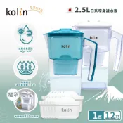 【HOTAI購】🔥三年份組【Kolin 歌林】四重精濾濾水壺 2.5L+濾芯12入(共13芯/34個月/適用Brita)