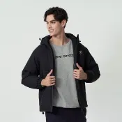 【pierre cardin 皮爾卡登】網路獨家 男款 保暖防風防潑水科技棉連帽外套-黑色(7255761-99)