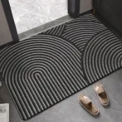 昕購商鋪 48H出貨仿真視覺線條硅藻泥地墊浴室地墊玄關入戶門墊衛生間吸水腳墊批發
