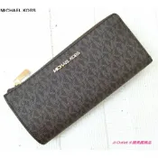 [美國直寄, 現貨在台]全新100%真品 MK Michael Kors 咖啡色Logo L型拉鍊長夾/皮夾(附購證)