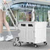 (店+)【STYLE 格調】超大容量8輪摺疊戶外推車 75L 折疊收納車 買菜車 購物車露營車