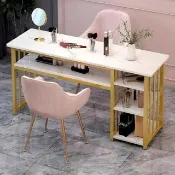 【小不記】（120*40*80cm）輕奢美甲桌 美甲店桌子 化妝桌(多層收納桌 化妝台 梳妝桌 梳妝台)